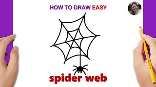 How to draw a spider web with a spider easy  Halloween Drawing [upl. by Danette]