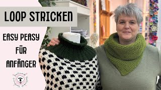 Easy Peasy Loop  Schal stricken für Anfänger  Tuch mit Twist [upl. by Ahsilac]