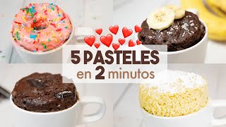 5 PASTELES en TAZA en MICROONDAS 🍰  en 2 minutos [upl. by Kyle984]