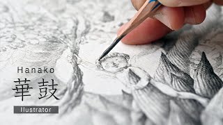 Extreme Detailed Pencil Works  イラストレーター 華鼓  Ilustrator Hanako [upl. by Breban]