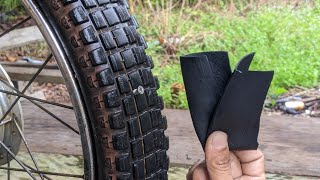 How to repair motorcycle tire using same tire for gluing  Dont throw away the old tire [upl. by Roobbie939]