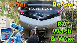 Super Easy Waterless RV WASH amp WAX rvlife rvliving [upl. by Aneg]