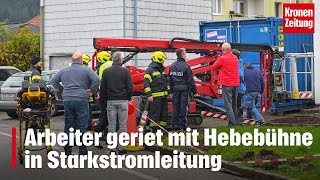 Arbeiter geriet mit Hebebühne in Starkstromleitung  kronetv NEWS [upl. by Mages961]