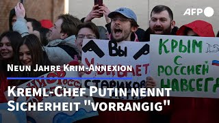 Jahrestag der KrimAnnexion Putin nennt Sicherheit quotvorrangigquot  AFP [upl. by Damicke]