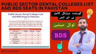 UHS BDS  Public Sector Dental Colleges List  BDS Seats in Pakistan [upl. by Frederica232]