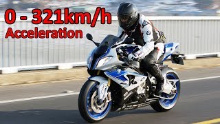 BMW S1000RR  Acceleration 0321kmh amp Startup amp Exhaust Sound amp Burnout amp Wheelie amp TOP Speed [upl. by Adon228]