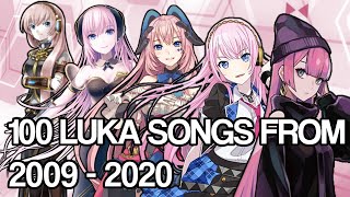 2020 UPDATE The Many Voices of Megurine Luka 20092020 100 SONGS [upl. by Eloc798]