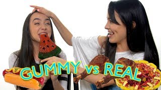 Gummy Food vs Real Food Challenge  Merrell Twins [upl. by Fruma]