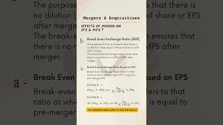 Break Even Exchange Ratio  Mergers and Acquisitions Revision cafinalrevision cafinalafm [upl. by Leirraj126]