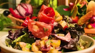 Microgreens Tomato Corn Frisée Salad with Garlic Cashew Dressing  Take 3 [upl. by Ahseket906]