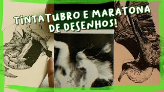 Maratona Tintatubro  Inktober Brasileiro  5 desenhos com hachuras feitos no sketchbook [upl. by Lemart118]