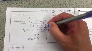 Maths GCSE May 2023 Foundation Exam Paper 1 Q1213 averages algebra [upl. by Linus6]