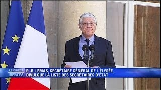 Remaniement PierreRené Lamas annonce la liste des quatorze nouveaux secrétaires dEtat  0904 [upl. by Belden]