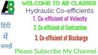 IN HINDI Hydraulic coefficient coefficient of dischargevelocitycontraction [upl. by Assilev]