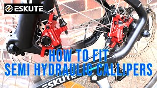 HOW TO FIT Semi Hydraulic Disc Brake Callipers Convert from Standard Cable Brakes HB100 XTech Zoom [upl. by Marni475]