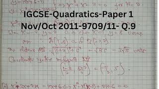 IGCSE Quadratics Q 9 970911 2011 [upl. by Alahs]