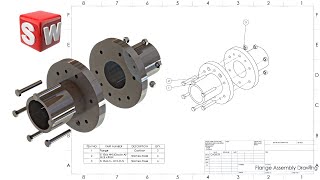 Assembly Drawing Library Exploded view Bill of Material  SolidWorks Tutorial [upl. by Carlye]