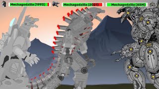 DC2 Mechagodzilla 2021 vs Mechagodzilla 1993 vs Mechagodzilla ASM  ANIMATION with healthbars [upl. by Intosh]