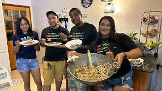 STIRRING UP A BIG POT OF CHICKEN PIGEON PEAS COOKUP RICE FOR MASHRAMANI [upl. by Coshow511]