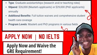 Full Tuition Waiver Monthly Stipend Msc and PhD Student GRE Waived Scholarship FSU NO IELTS [upl. by Churchill]