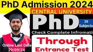 PhD Eligibility TestRET 2024पीएचडी एडमिशन टेस्टCentral University39 subjectsPhD Admission Test [upl. by Norehs]