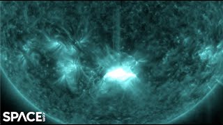 Earthfacing sunspot blasts powerful Xflare See spacecrafts view [upl. by Onitnelav]