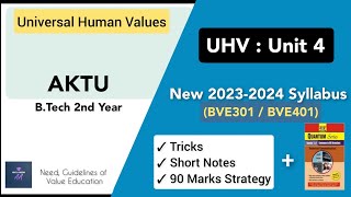 UHV Unit 4  AKTU 2024 New Syllabus BVE 301  Universal Human Values BTech 2nd Year Semester 3 [upl. by Eindys]