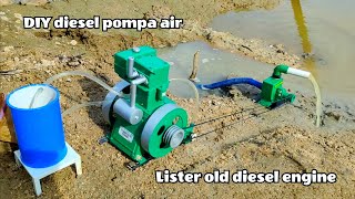 DIY mini diesel pompa air lister black old engine dari india bangladesh pakistan [upl. by Elmo]