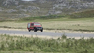 Colonsay Airport fire engine checks runway and prepares to respond ready for a landing Scotland UK [upl. by Wilsey445]