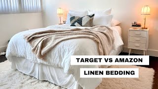 NEW BEDDING Target vs Amazon LINEN BEDDING [upl. by Euqinim]