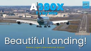 Beautiful Landing Lufthansa A380X at Boston Logan International Airport [upl. by Engracia]