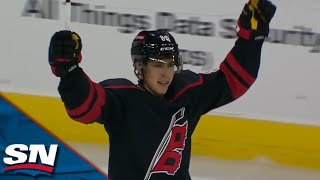 Hurricanes Teuvo Teravainen Goes Turbo Mode Completing Natural Hat Trick vs Sharks [upl. by Aioj]