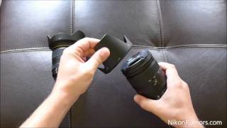 Nikon AFS 28300mm f3556 ED VR hood vs Nikon 24120mm f4G ED VR hood [upl. by Anej]