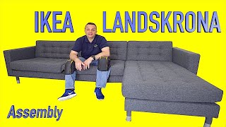 Ikea LANDSKRONA 3 seat sofa with chaise longue Assembly instructions [upl. by Adaha]