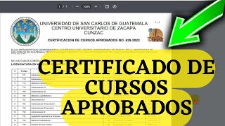 ✅Cómo SOLICITAR un Certificado de CURSOS APROBADOS en el Control Académico Web USAC💻 [upl. by Christen741]