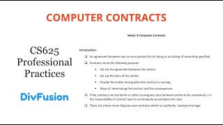 Computer Contracts  Week 8 Complete  Professional Practices  Div Fusion [upl. by Itsyrc188]