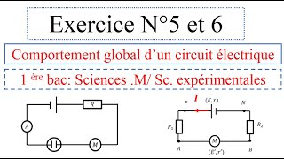 Exercice N° 5 et 6 Comportement global dun circuit électrique1Bac sciences expérimentales et SM [upl. by Kenwee]