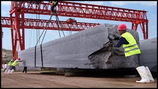 70 Tons Granite Cutting and Carving Process Largest Granite Factory [upl. by Ahtennek589]