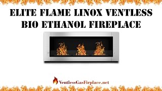 Elite Flame Linox Ventless Bio Ethanol Fireplace  Ventless Gas Fireplace [upl. by Otokam]