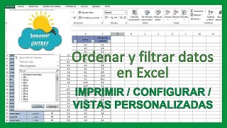 EXCEL BÁSICO 3  IMPRIMIR  CONFIGURAR  AUTOFILTROS  VISTAS PERSONALIZADAS [upl. by Aeli]