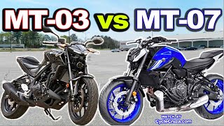 Yamaha MT03 vs MT07  Which is BEST For Beginner Rider [upl. by Airamat464]