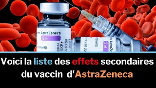 La Liste des effets secondaires du vaccin dAstrazeneca [upl. by Trager]