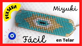 COMO HACER PULSERA DE MAL DE OJO  PASO A PASO CON DELICAS MIYUKI Pulsera en Telar OJO TURCO [upl. by Debbi]