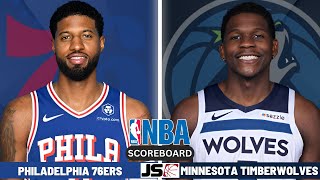 Philadelphia 76ers vs Minnesota Timberwolves  NBA Live Scoreboard 2024 [upl. by Ayotac]