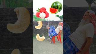 Rounding cashew nuts to Grapes Mango lichi amp Watermelon  Fruits names magic video [upl. by Nanah]