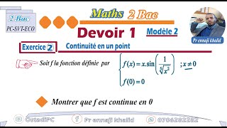 Continuité en un point Devoir 1 modèle 2 Exercice 2 [upl. by Thetos]