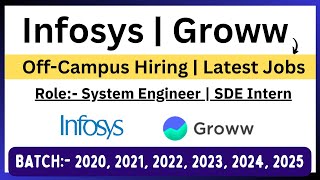 Infosys Hiring 2023 20222020  Groww Hiring 2024 2025 BATCH  Role System Engineer  SDE Intern [upl. by Amerd]