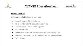 AVANSE Education loan Policy in Hindi [upl. by Nihi]