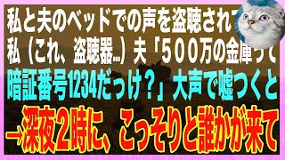 【スカッと】夫婦のベッド裏に盗聴器が仕掛けられていた…私「金庫の暗証番号忘れちゃった」夫「1234だよ」夫と芝居を打ったその夜→突然インターホンが鳴り、扉を開けるとそこには [upl. by Latimer203]