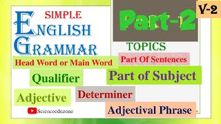 Part of Sentences Part2 Part of subject Qualifier Determiner Adjective Adjectival Phrase [upl. by Artinad]